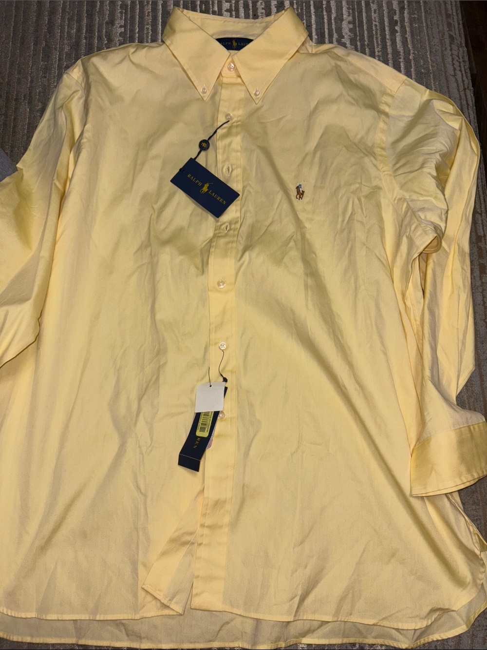 Ralph Lauren Men's Light Yellow Button-Down Dress Shirt
